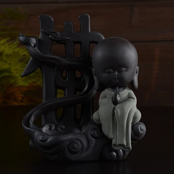 

3 Style For Choice Ceramic Little Monk Buddha Incense Burner Purple Clay Censer Business Gift