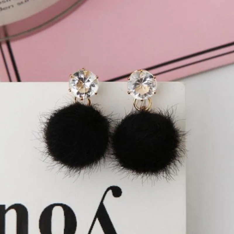 Fashion Temperament Short Paragraph Drop Earrings For Women Personalized Wild Ball Female Models Earrings FSPES390 - Окраска металла: Black