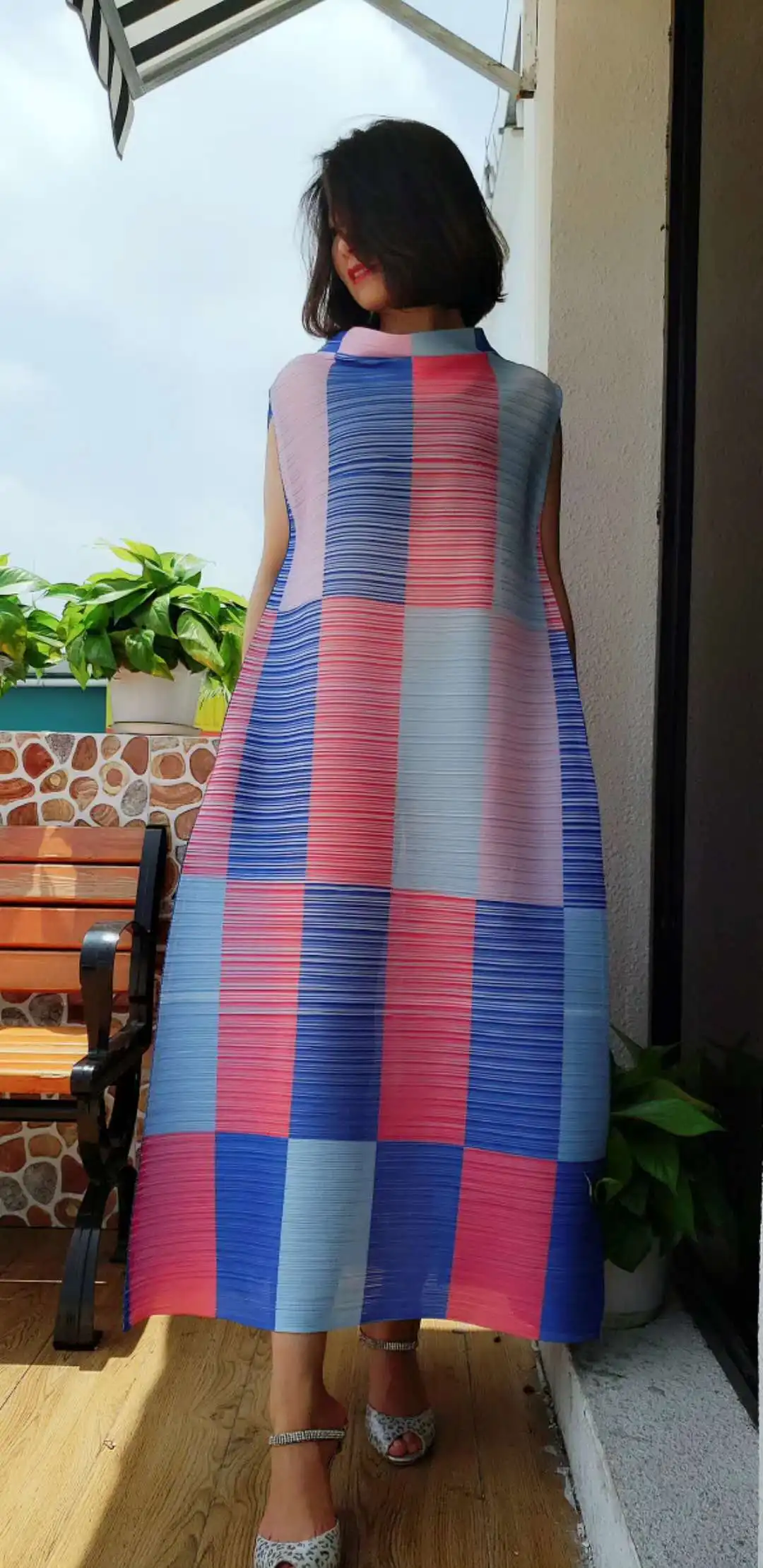 Miyake Fold/летнее праздничное платье без рукавов, БЕЗРУКАВНОЕ, французское, миноритарное платье, 109A68