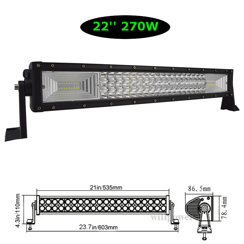 Auxtings-Straight-Light-Bar-22-32-42-52-Work-Light-3-Row-4x4-Truck-ATV-RZR