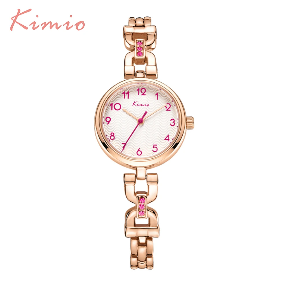 KIMIO Casual Blue Rhinestone Watch Women Wave Texture Rose Quartz Dress Bracelet Gold Watch Ladies Wrist Watches Luxury Brand KIMIO Casual Blue Rhinestone Watch Women Wave Texture Rose Quartz Dress Bracelet Gold Watch Ladies Wrist Watches Luxury Brand