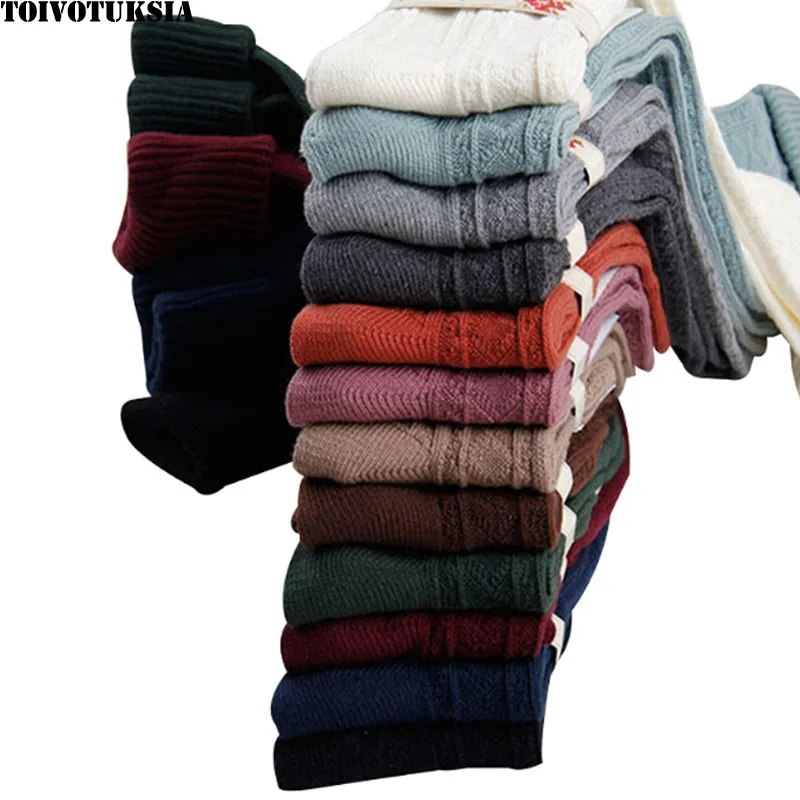 TOIVOTUKSIA-medias largas de algodón para mujer, medias por encima de la rodilla, cálidas y sexys, hasta el muslo, de punto, de invierno