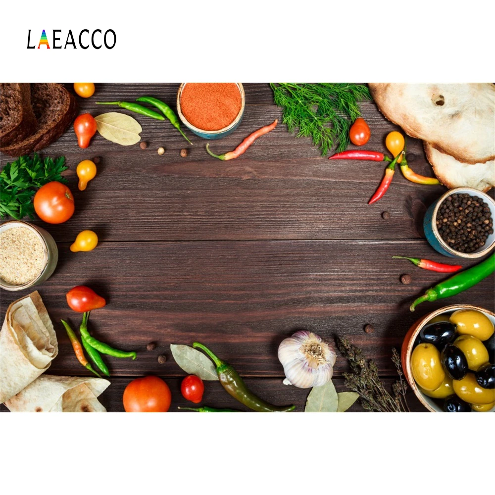 

Laeacco Photography Backgrounds Cooks Food Vegetable Kitchen Spoon Fork Vinyl Photo Backdrops For Home Video Studio Decoration
