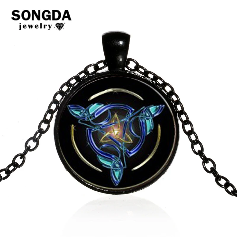 

SONGDA Magic Hexagram Necklace Outer Space Star Dust Glass Gem Pendant Choker Amulet Collie Triangle Sacred Geometric Jewelry