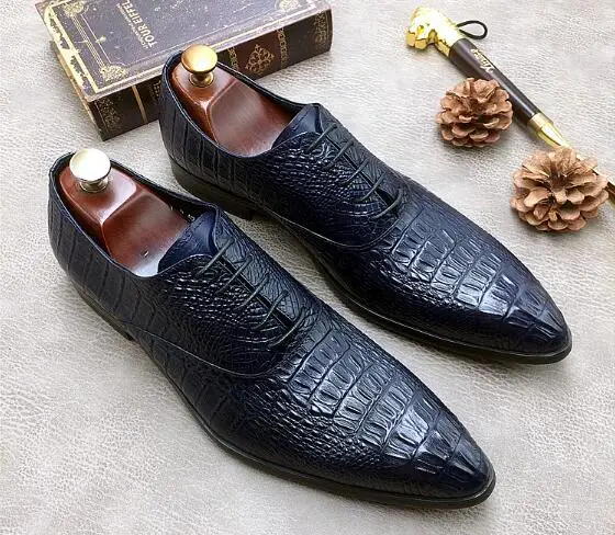 Schwarzes Spitze blau Neue Schuhe Muster Wies Mode Krokodil Kleid Nachtclub Business Britischen Produkte Bankett Einzigen 6Yg6O
