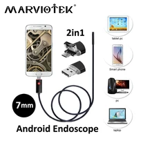 7mm 2in1 Android USB Endoscope 2M/5M/10M mini Camera Smart Android Phone OTG USB Borescope Inspection Snake Tube security Camera