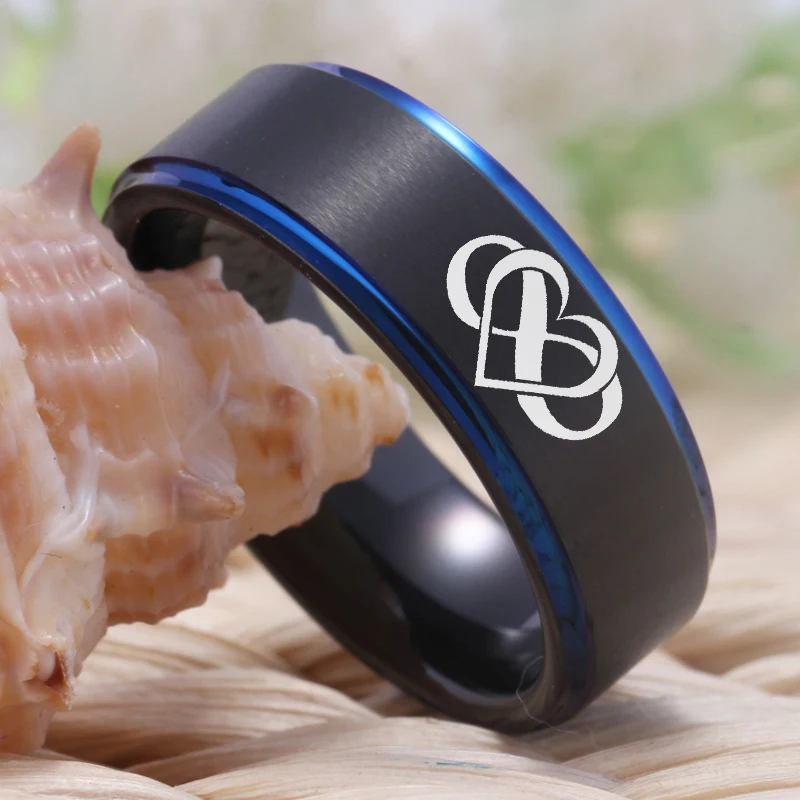 YGK Brand Couple Wedding Jewelry For Lovers Couple Tungsten Ring Black Blue Tungsten Wedding Ring infinity heart Always& Forever