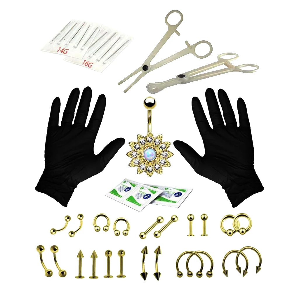 Buy 41Pcs Stainless Steel Body Piercing Tool Kit 18G