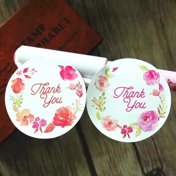 

120pcs/lot Rose Flower Thank you Adhesive Kraft Baking Seal labelSticker gift stickers students' Funny DIY Work