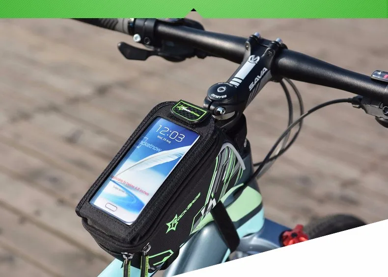 Perfect ROCKBROS Waterproof MTB Bike Bicycle Front Top Frame Handlebar Bag Cycling Pouch Touchscreen Panniers Reflective Bags 2 Sizes 22