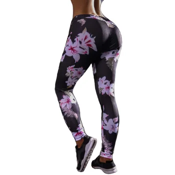 

2019 Women Prints Flora Leggings Fitness High Waist Push Up Hip Sporting Pants Athletic Workout Leggins Slim Pencil Pants Female