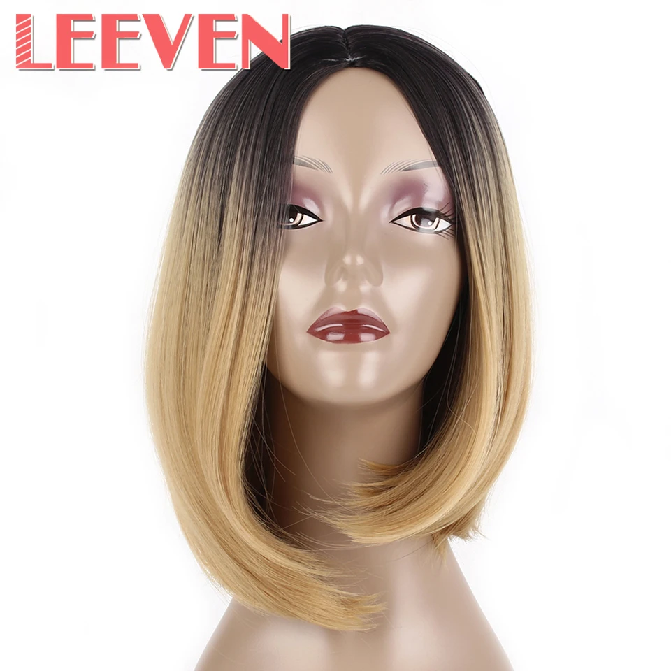 

Leeven 10inch 200g Short Bob Wigs Synthetic Brown Ombre Burgundy Grey Cosply Wig For Africa Ameri Women High Temperature Fiber