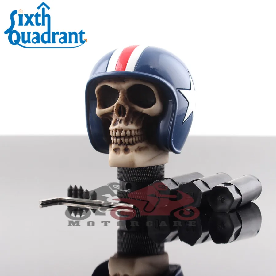 

Universal Car Truck Rider Helmet Skull Head Stick Shift Knob Shifter Resin Gear Blue