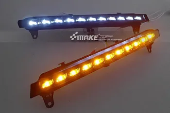 

LED DRL daytime running light for Audi Q7 2006-09 with yellow flicker turn signals, safe original package, fast DHL EMS shipping