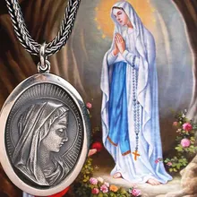 S925 серебряные Ретро Для мужчин и Для женщин модные Девы Марии Цепочки и ожерелья Иисус католический бренд святая подвеска