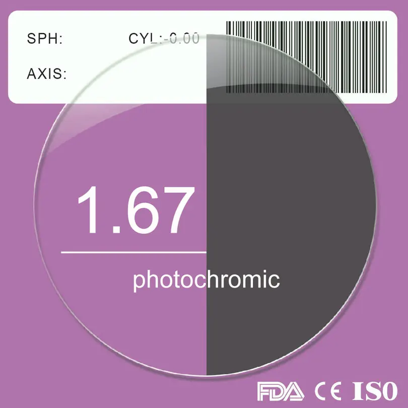 

1.67 Photochromic Myopia Sunglasses Lens