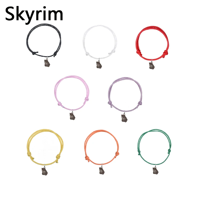 

Skyrim 10pcs/lot Fashion Wax Cord Adjustable Bracelets With Georgia Charm Eight Colors Choices Jewelry Wholesaler For Men/Women