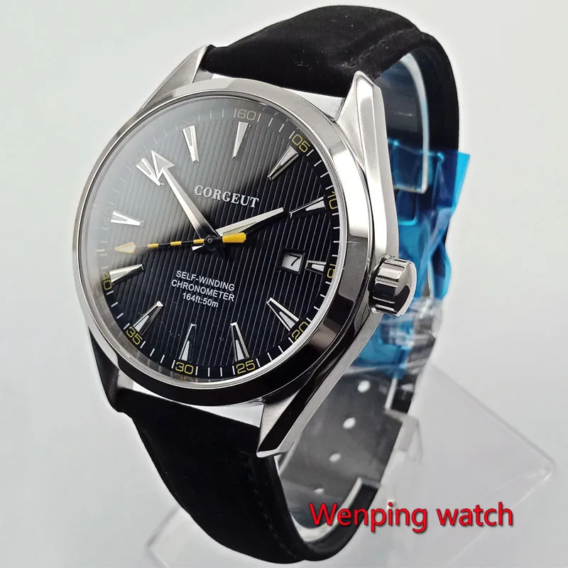 

Polished 41mm men's Mechanical watch dial Luminous date sapphire glass 5ATM Automatic watch men W2750