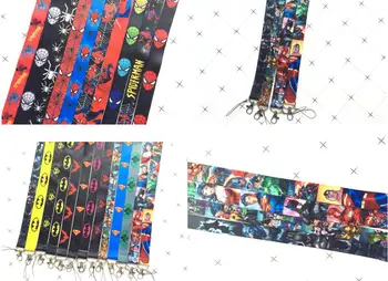 

100 Pcs popular avengers superman batman spiderman Cartoon Neck Straps Lanyards key ID Card
