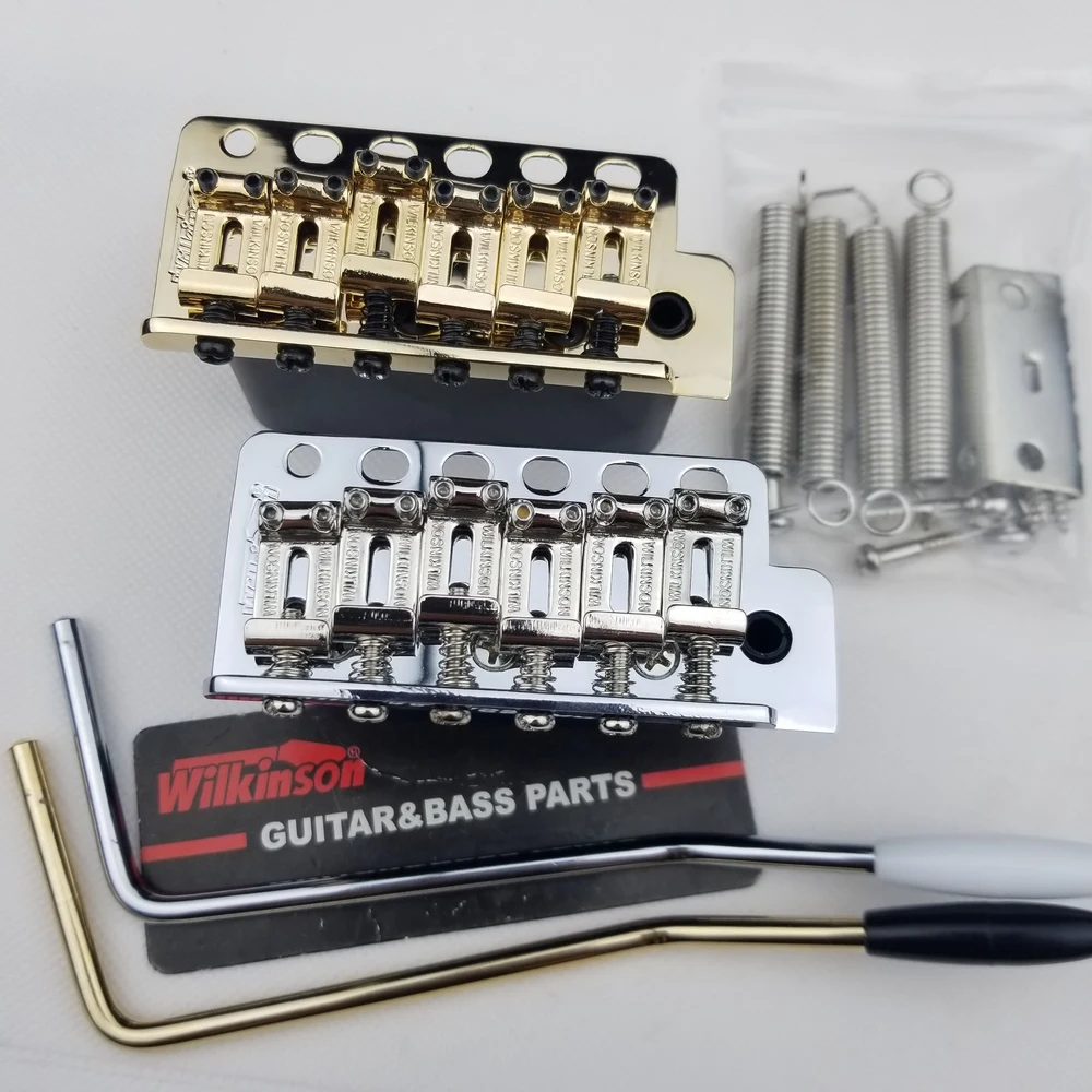 Online Wilkinson ST elektrische gitarre Tremolo System Brücke + Gebogen Stahl Sättel WV6 Chrom Silber Gold