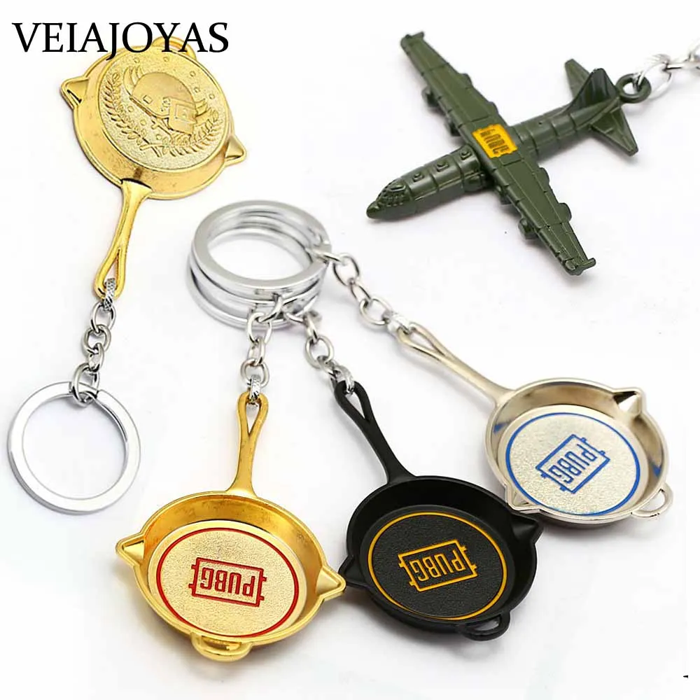 

High Quality PUBG Frying Pan Key Chains 12 styles Game Playerunknown's Battlegrounds Alloy Car Keyrings chaveiro Unisex Jewelry