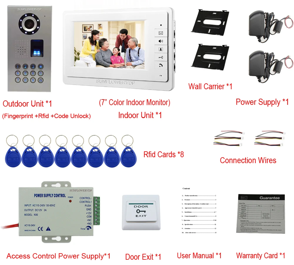Door Bell Camera Fingerprint Video Door Phone Ip65 Waterproof 700lines Outdoor System Video Intercom 7inch Color TFT Monitor Door Bell Camera Fingerprint Video Door Phone Ip65 Waterproof 700lines Outdoor System Video Intercom 7inch Color TFT Monitor
