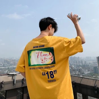 

2019 Summer Korean Version Of The Tide MaleComfortable Couple LetterPatternHarajuku Explosion Models Loose Cotton Casual T-shirt