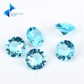 

Size 1~12mm Light SeaBlue Color Round Shape Machine Cut Loose Glass Stone Synthetic Gems For Jewlry
