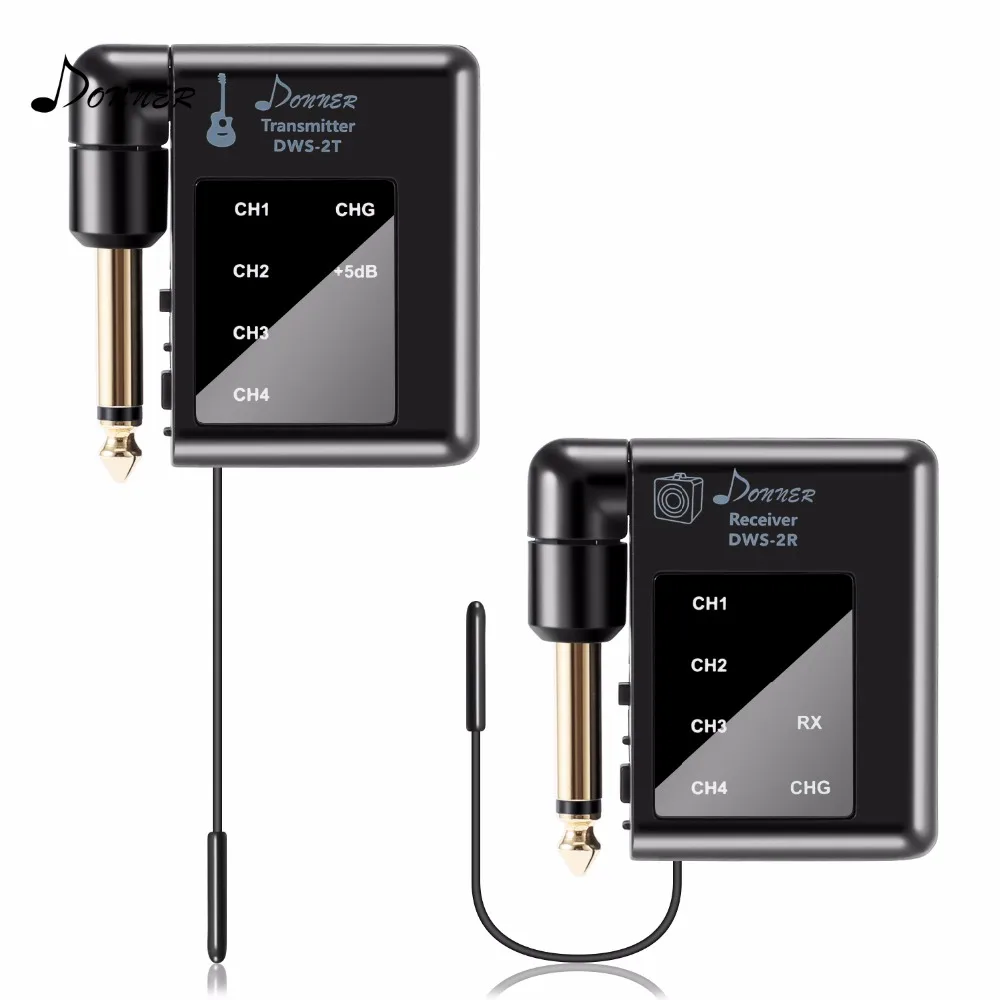 

Donner Wireless Guitar System Transmitter & Receiver 60 M Transmission Range Built-in Lithium Battery For Digital Audio DWS-2