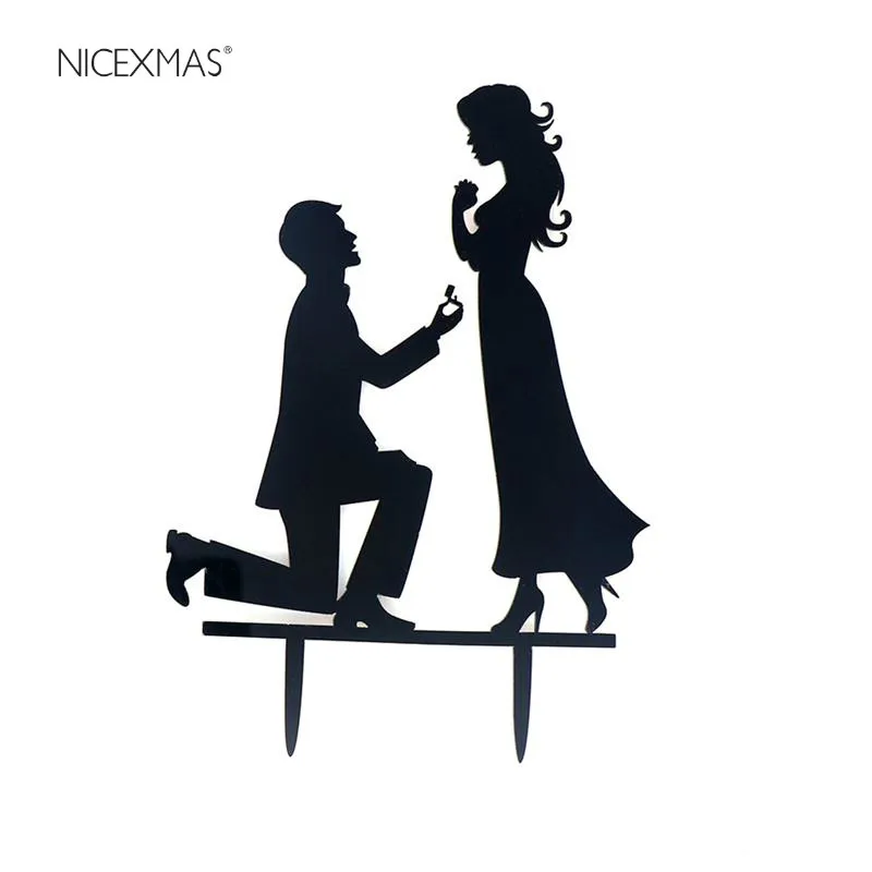

NICEXMAS Bride and Groom Cake Topper Acrylic Silhouette Wedding Cake Topper Wedding Cake Topper Cake Decor Free Shipping