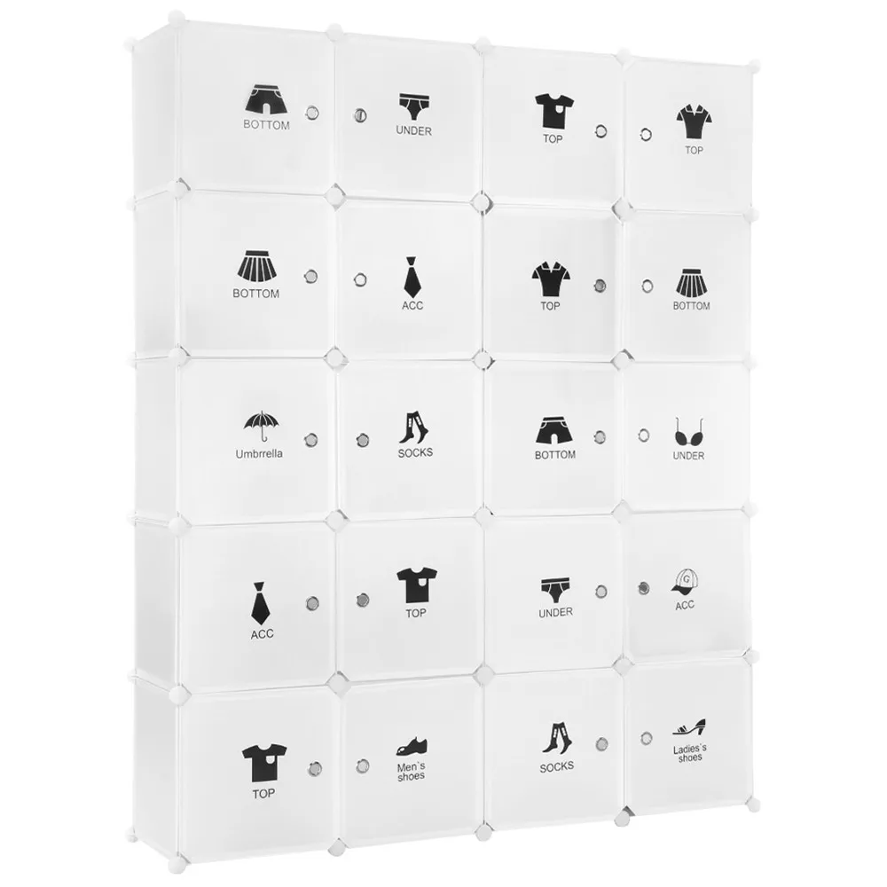 LANGRIA 20-Cube DIY Shelving Storage Organizer Interlocking Modular Closet with Doors, Simple Hanging Rod, Clothing Fashion Icon2