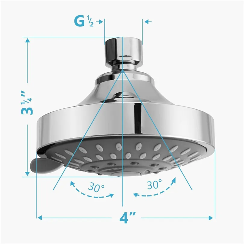 Shower Head High Pressure 4 Inch 5-setting Adjustable Shower Head Top Spray bathroom Faucet Replacement Parts #3F25 (3)