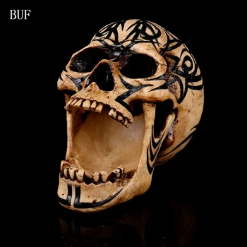 

BUF Resin Craft Statues Human Skull Head Creative Skull Decoration Figurines Sculpture Ornament Home Decoration Accessories