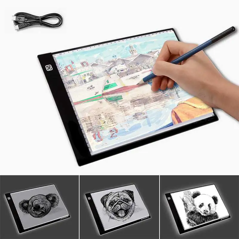 Планшет для рисования со светодиодным индикатором A4 с USB кабелем|Цифровые