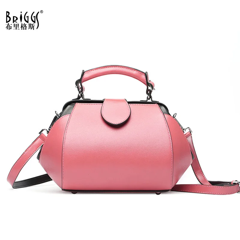 

BRIGGS Brand Genuine Leather Women Shoulder Bag Soft Cow Leather Luxury Handbags Small Women Bags Designer Leather Casual Tote