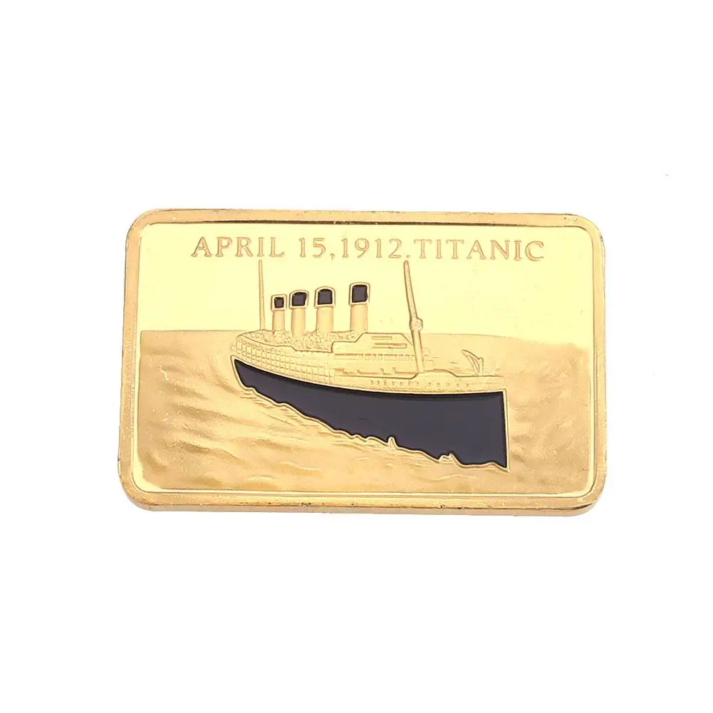 

Zinc Alloy Square Ornaments Commemorative Decor 0.9999 Fine Gold Titanic Gold Art Collection Souvenir Decor Gold Bullion Bar
