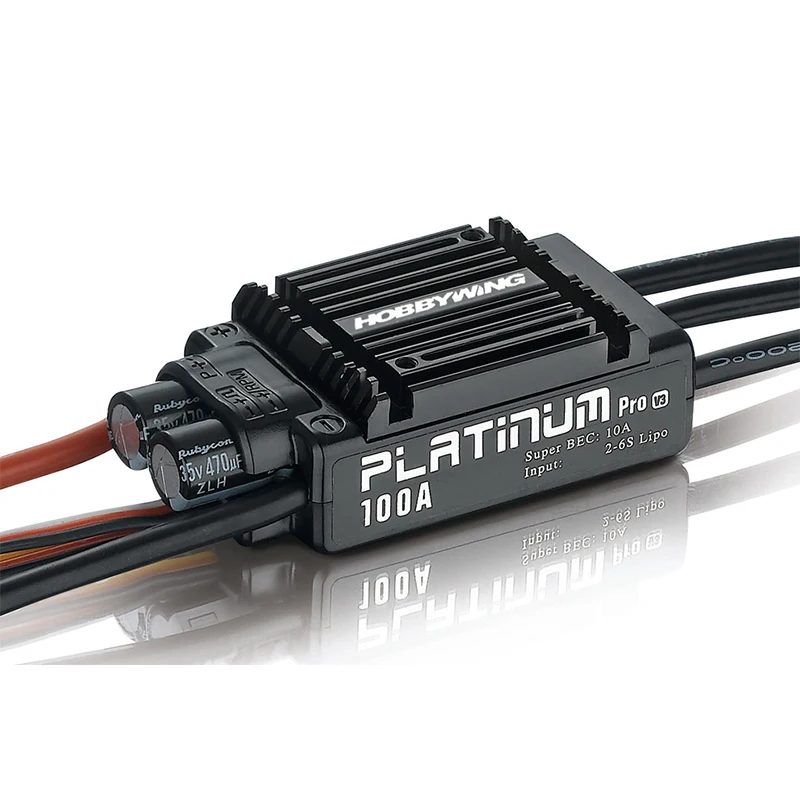 

FATJAY Hobbywing Platinum V3 100A 30203900 Built in BEC Speed Controller 2-6S Lipo Brushless ESC for RC Helicopter 480-550 heli