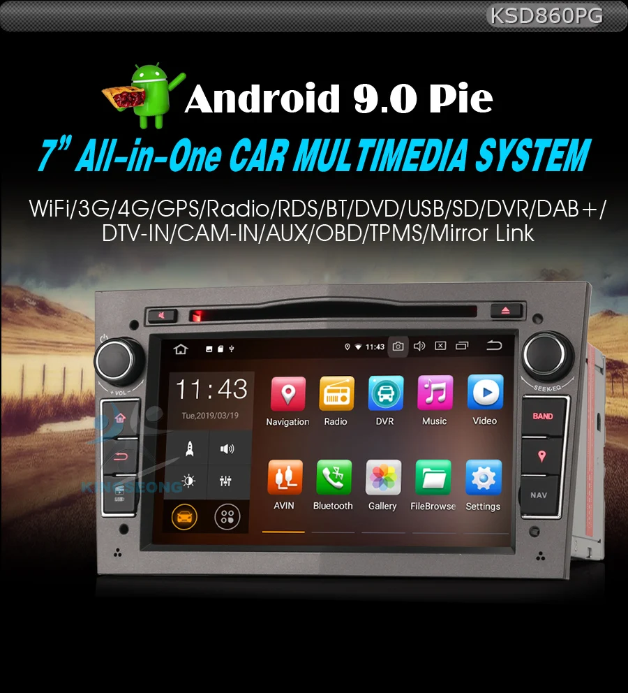 Best Android 9.0 Autoradio Sat Nav GPS DVD DAB+ Car stereo Bluetooth DVR OBD for Opel Astra Corsa Vectra Zafira Vivaro Signum 0