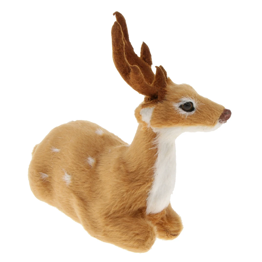 Christmas Lying Deer Model Reindeer Elk Doll Kids Children Toy Home Decorations