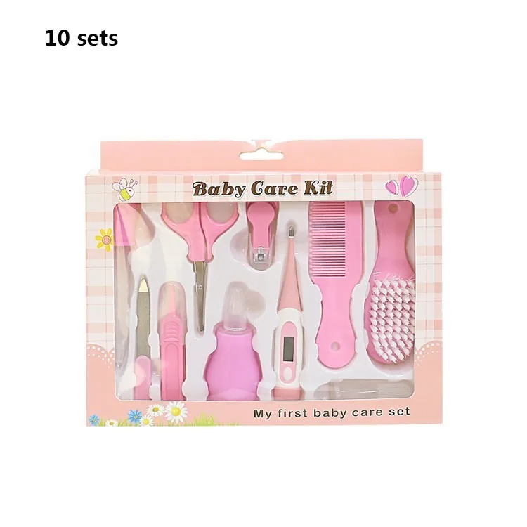 10 sets pink Уход за младенцем, набор для ухода за ногтями, ножницы для ухода за ногтями, набор для кормления, носовой аспиратор, набор для ухода за младенцем, ножницы для ногтей, товары для матери и ребенка - Цвет: 10 sets pink