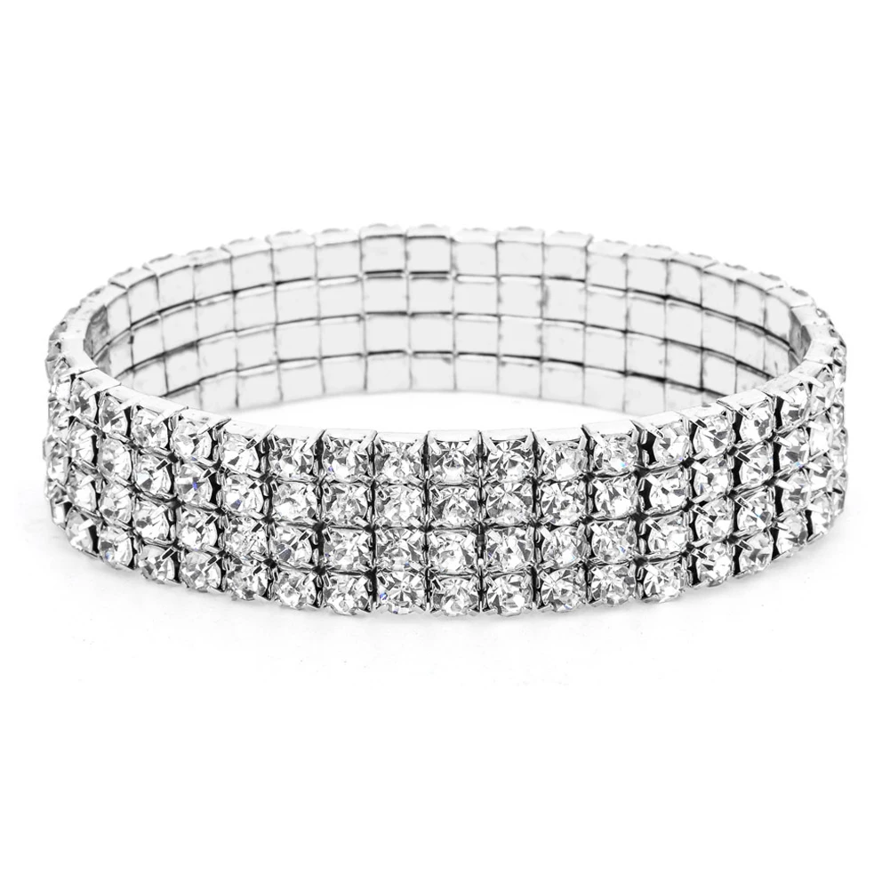 

Elastic Anklet Women Silver Crystal Stretch Anklet Chain Pulseras Tobilleras Mujer Foot Jewelry