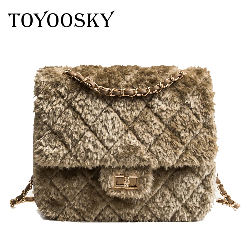 

TOYOOSKY Women Bag Designer Faux Rabbit Fur Brand Female Mini Handbags Messenger Bag Winter Ladies Crossbody Tote Bags Hangbag