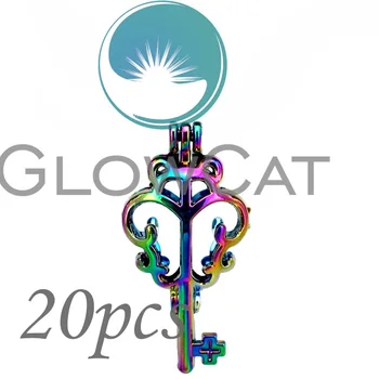 

20x CC54 Rainbow Bear Key Stone Beads Cage Jewelry Making Essential Oil Diffuser Pearl Cage Locket Pendant