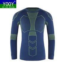 YOOY, мужская спортивная быстросохнущая компрессионная футболка с длинным рукавом, лыжное нижнее белье, рубашка, осенняя, для мальчиков, облегающая, эластичная, для фитнеса, футболки, топы