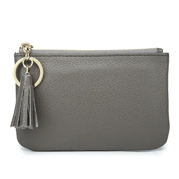 

Women Real Cowhide Genuine Leather Keychains Coin Purse Key Wallet Fashion Zipper Mini Credit Card Holder Short Small Purse