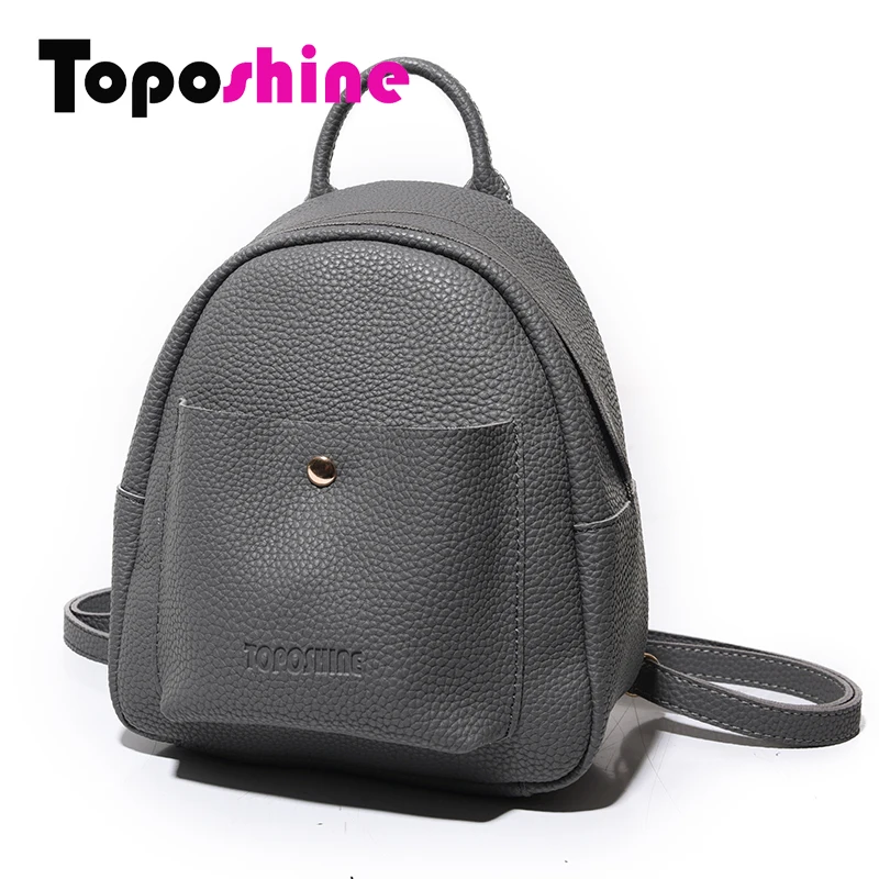 Toposhine Mini New Korean Backpacks Fashion PU Leather Women Shoulder Bag Solid Pattern Small Backpack Girls
