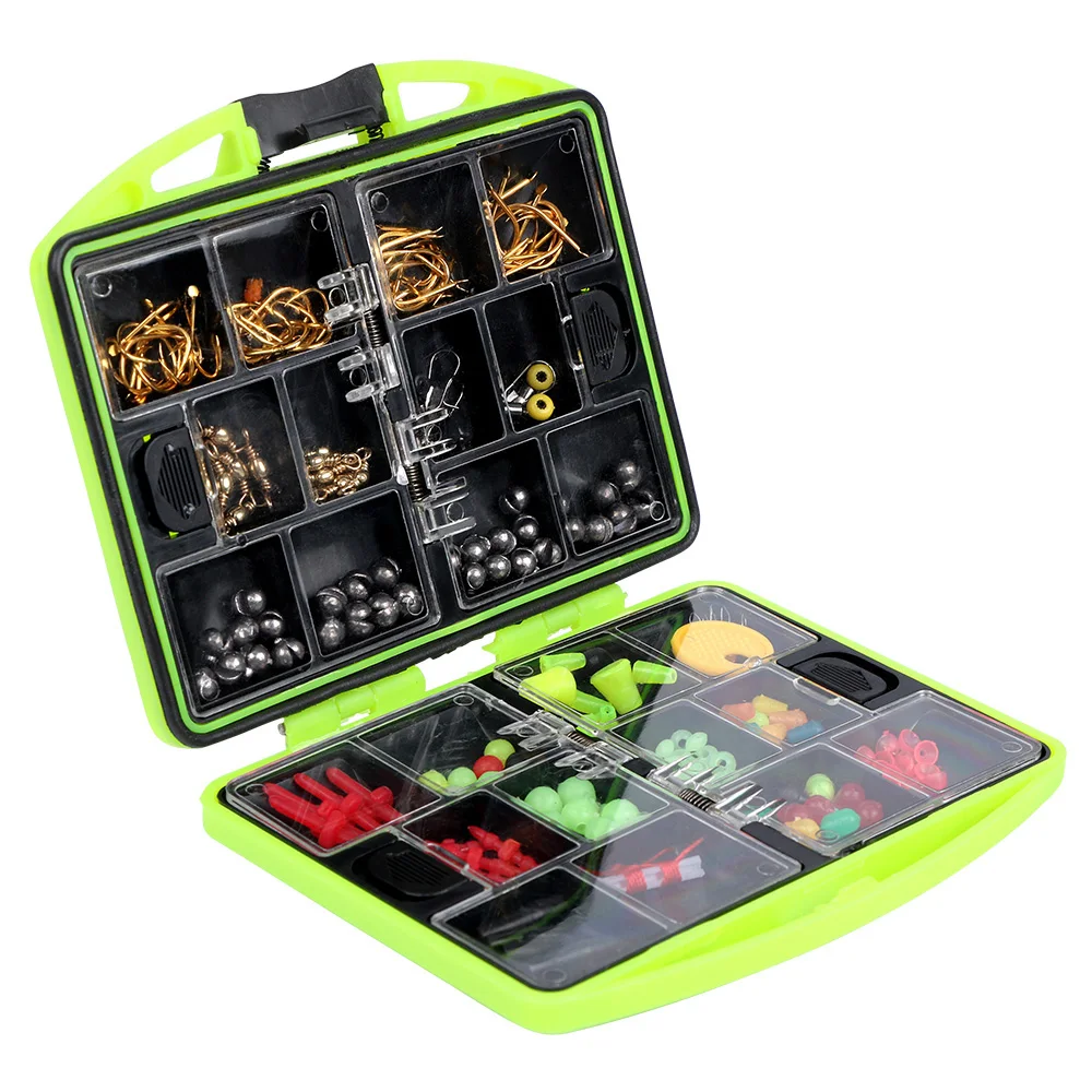 

Fishing Tool Set Box de pesca Hooks Swivel Snap Sinker Floating Beads Connector Stopper Storage Case Fishing Tackle Accessories