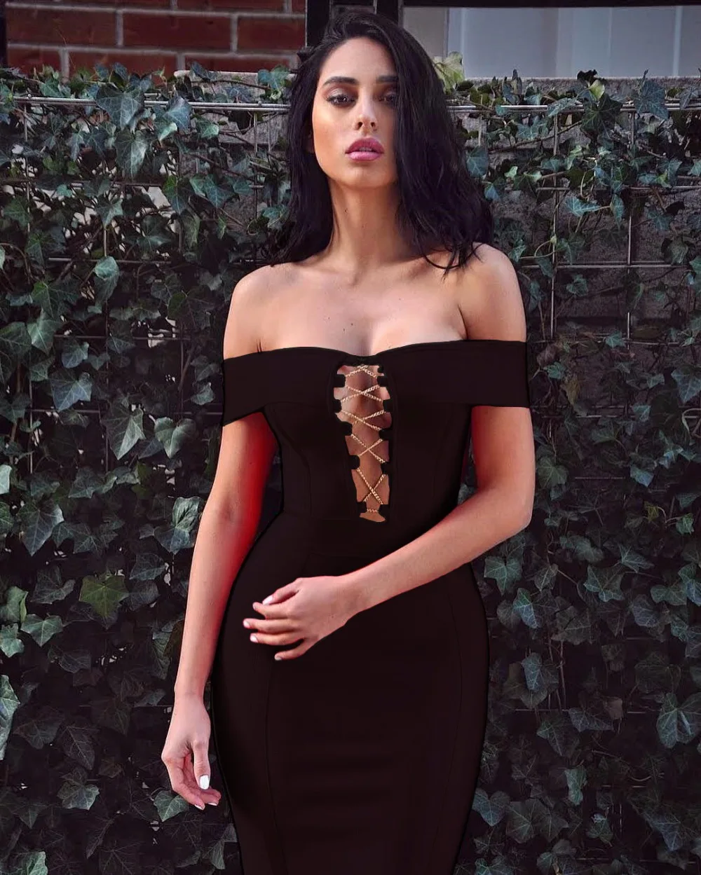 Noir Haute Cou Arrivée En Slash kaki Nouvelle D'été Robe Femmes Sexy A60 Qualité Manches rouge Sans 2018 Color photo Parti Gros FCIaFnSq