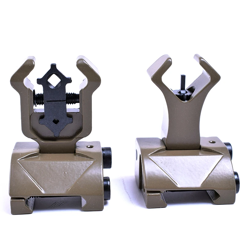 Tactical AR15 Folding Flip up Front Rear Sight Iron Sight Set Dual Diamond Shape BUIS for 20mm Rail Handguard Mount Hunting caza