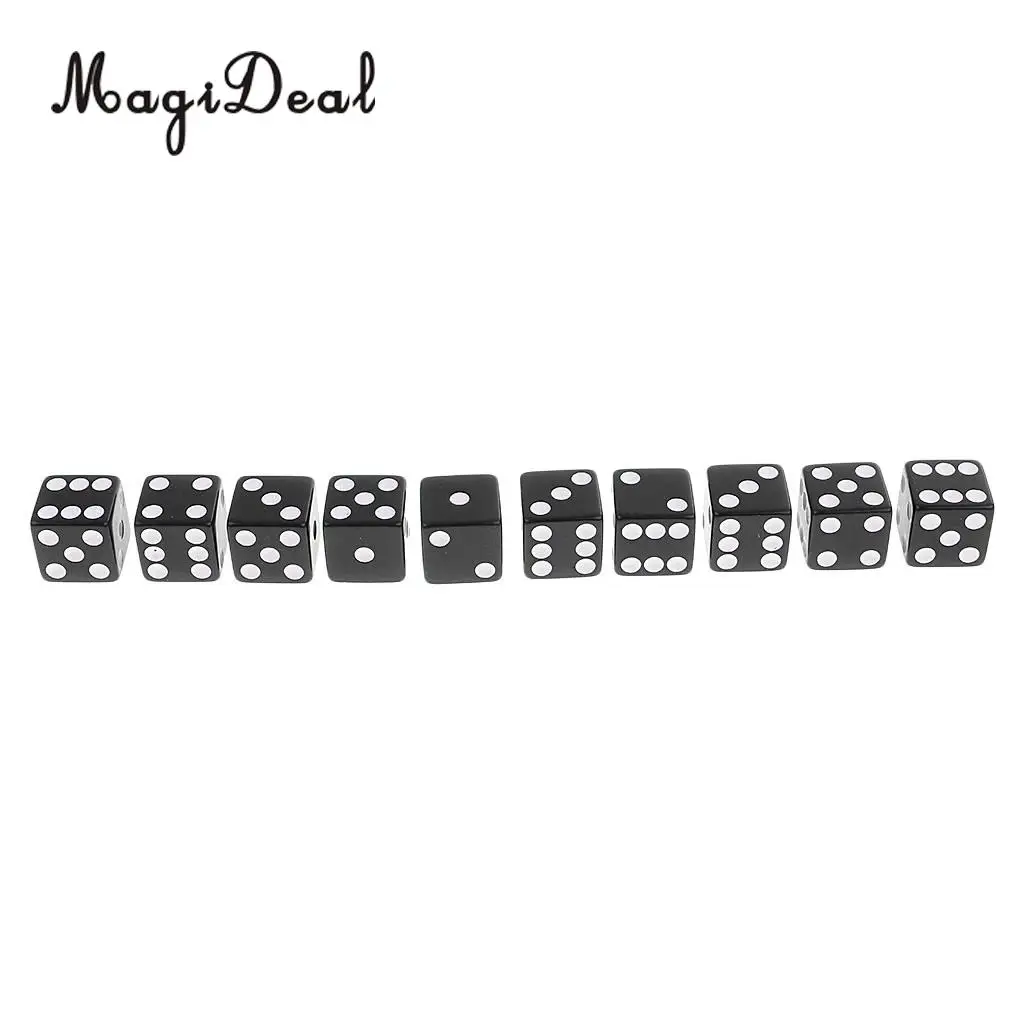 MagiDeal 20Pcs Six Sided D6 Dice Digital Dices Set for D&D RPG MTG Playing Game Toy Casino Supplies Black